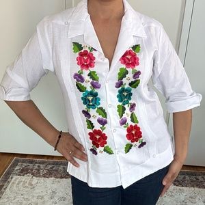 NWOT Women's Mexican Guayabera 3/4 sleeve Mérida Yucatán